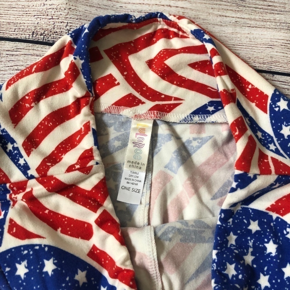 LuLaRoe American Flag Print Leggings Size OS - Picture 3 of 4